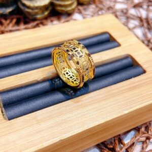 Nhẫn lông voi vàng 18k kim tiền may mắn (2)