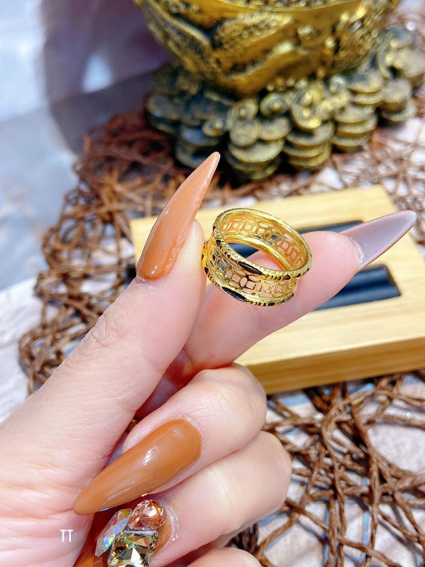 Nhẫn lông voi vàng 18k kim tiền may mắn (2)